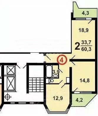 2-к кв. Москва 1-й Очаковский пер., 1 (65.0 м) - Фото 1