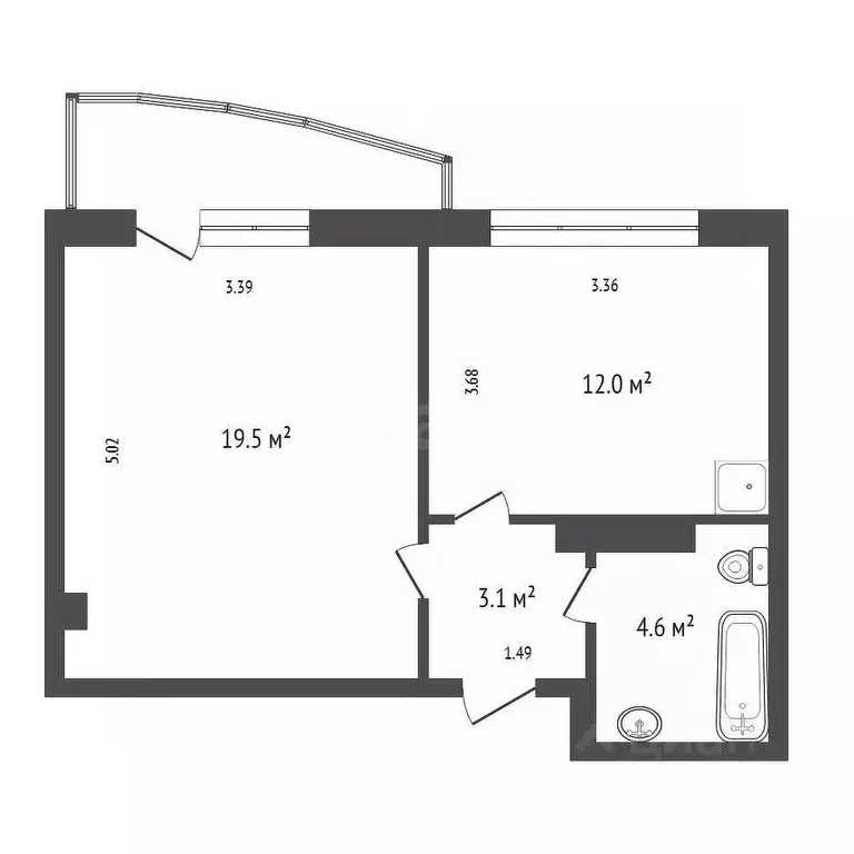 1-к кв. Красноярский край, Красноярск ул. Карамзина, 8 (39.2 м) - Фото 2
