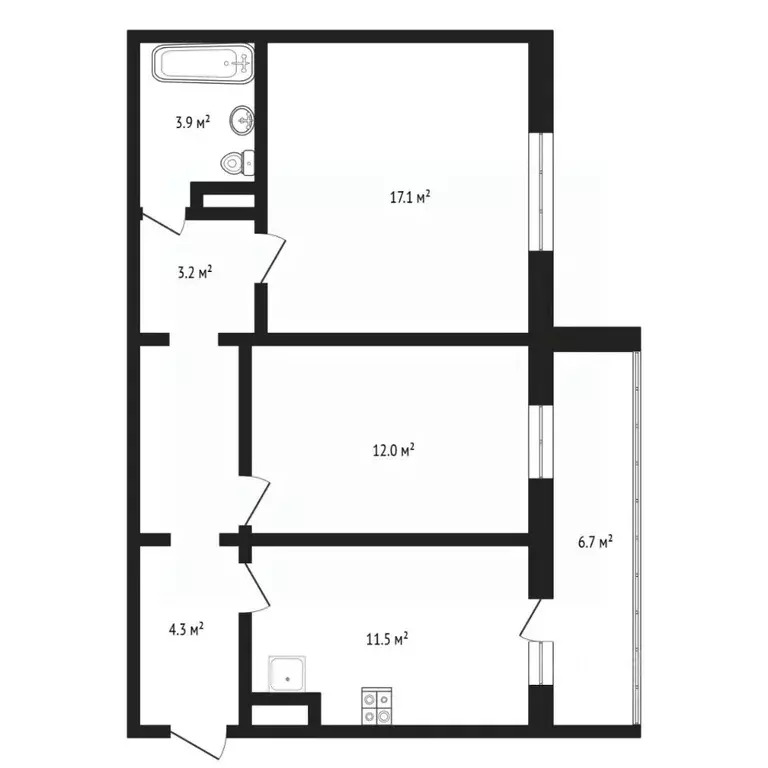 2-к кв. Тюменская область, Тюмень ул. Алматинская, 12 (56.2 м) - Фото 1