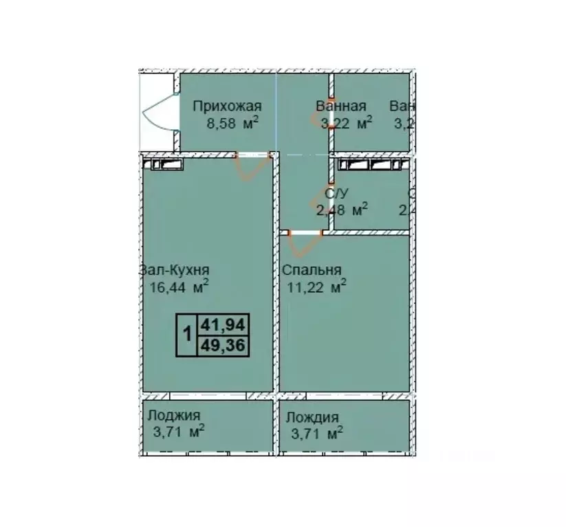 1-к кв. Чеченская республика, Грозный пос. Строителей,  (49.36 м) - Фото 1