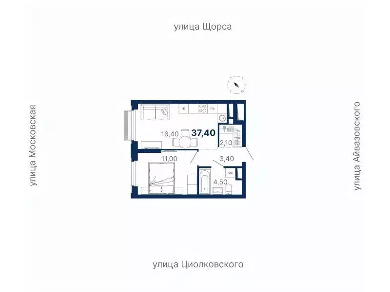 1-к кв. Свердловская область, Екатеринбург ул. Московская, 249/2 (37.4 ... - Фото 0