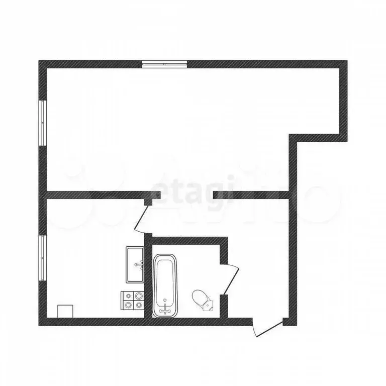 1-к. квартира, 29,8 м, 1/2 эт. - Фото 1
