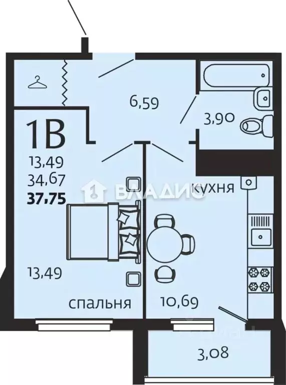 1-к кв. Пензенская область, Пенза ул. Высокая, 10 (37.75 м) - Фото 1