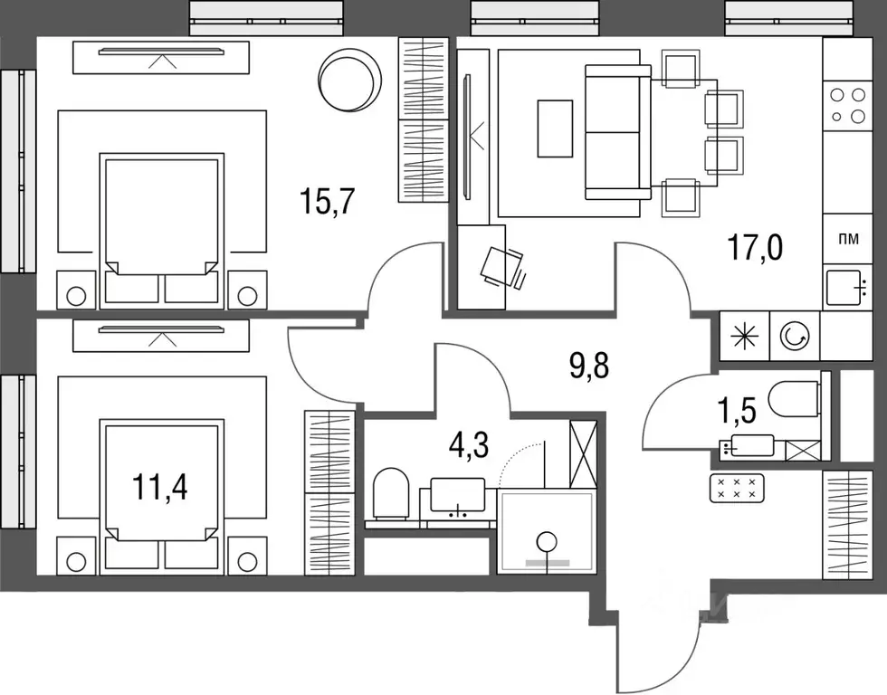 3-к кв. Москва Тагильская ул., 2к1 (59.8 м) - Фото 0