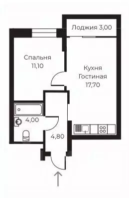 1-к кв. Воронежская область, Воронеж ул. Черняховского, 92 (38.9 м) - Фото 1