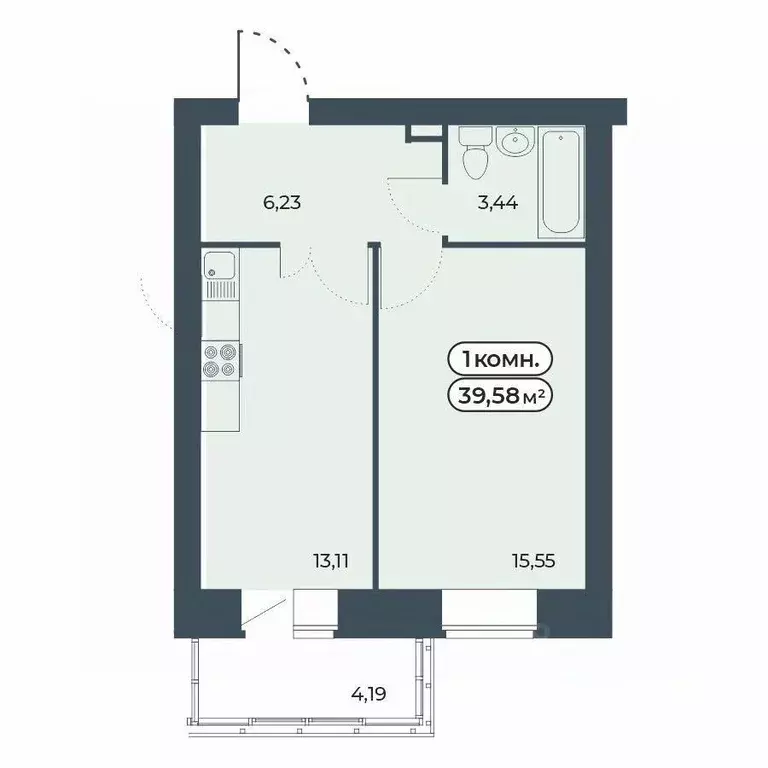 1-к кв. Красноярский край, Красноярск ул. Светлова, 25/1 (39.58 м) - Фото 1