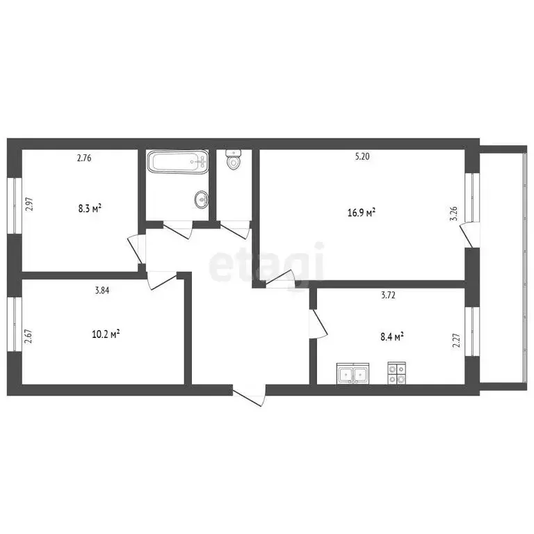 3-комнатная квартира: Челябинск, посёлок Челябэнерго, 22 (58.7 м) - Фото 1