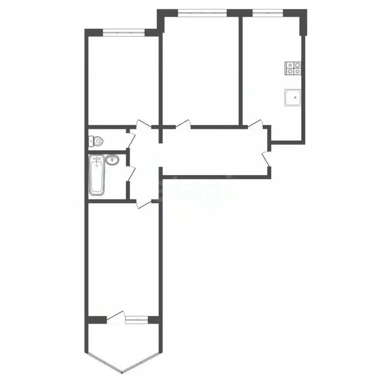 3-к кв. Тульская область, Тула Новомосковская ул., 25 (66.0 м) - Фото 2