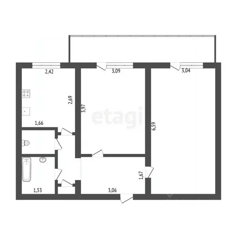 2-к кв. Владимирская область, Гусь-Хрустальный Окружная ул., 4 (48.6 ... - Фото 2