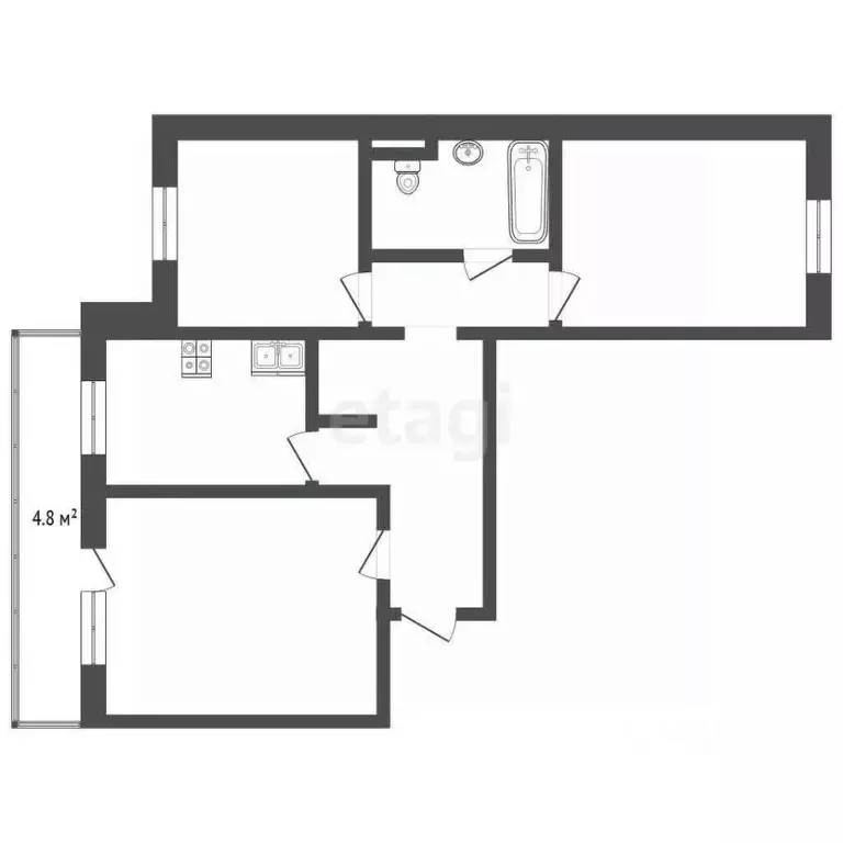 3-к кв. Кемеровская область, Кемеровский район, пос. Ясногорский ... - Фото 2