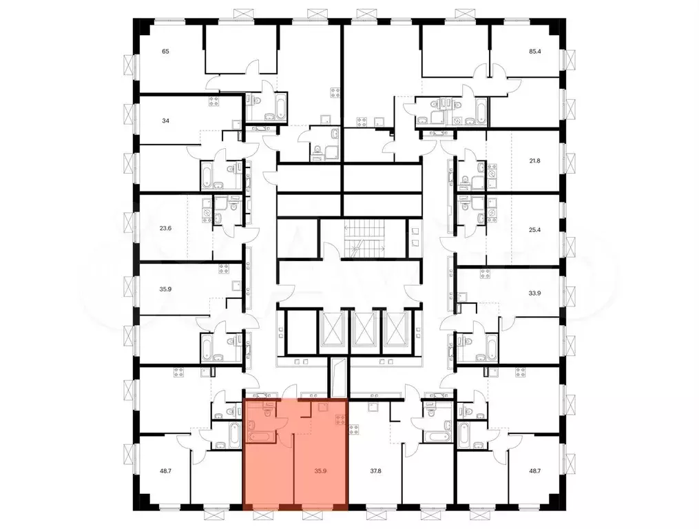 1-к. квартира, 35,9м, 2/24эт. - Фото 1