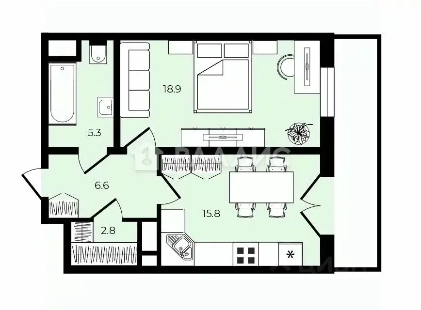 1-к кв. Санкт-Петербург Исполкомская ул., 17 (49.4 м) - Фото 2