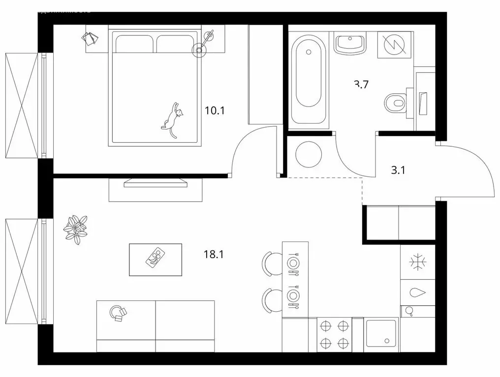 1-комнатная квартира: Котельники, микрорайон Ковровый, ЖК Томилинский ... - Фото 1