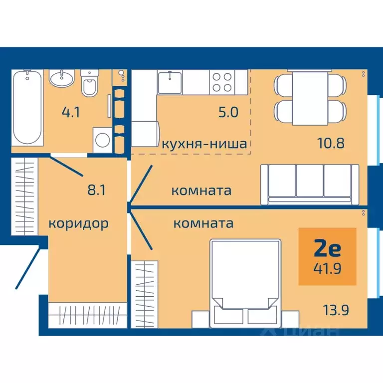 2-к кв. Пермский край, Пермь ул. Старшего Лейтенанта Гачегова, 1 (41.9 ... - Фото 1