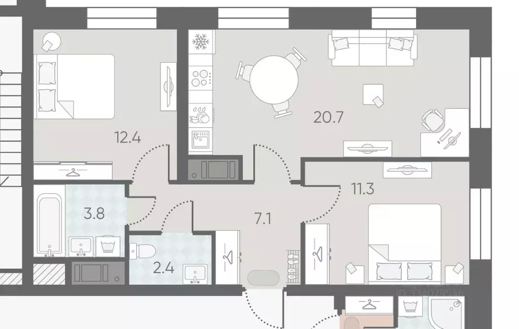 2-к кв. Санкт-Петербург Партизанская ул., 5 (59.9 м) - Фото 1