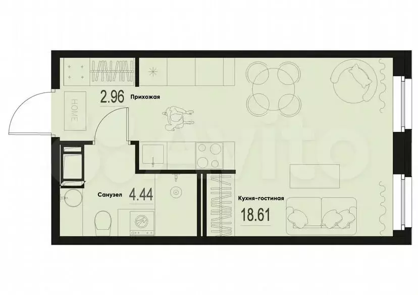 Квартира-студия, 26 м, 3/12 эт. - Фото 0