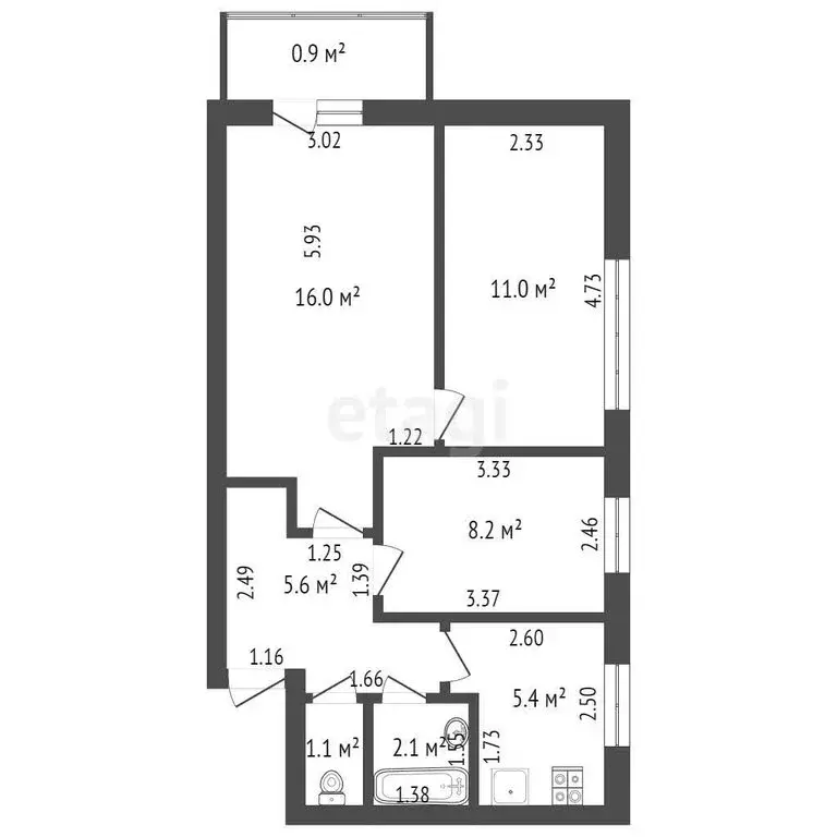 3-комнатная квартира: Стерлитамак, улица Худайбердина, 109 (49.4 м) - Фото 1
