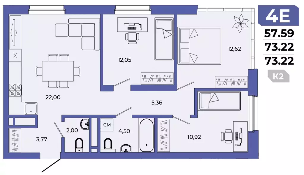 Продаётся 3-к квартира, 73.22 м - Фото 1