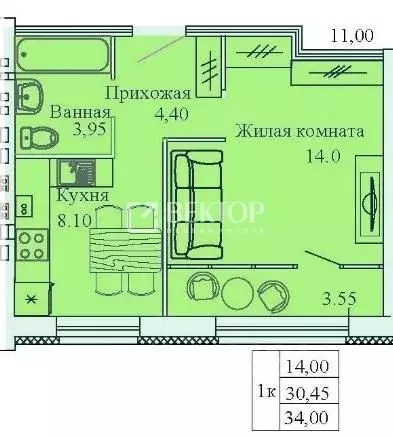 1-к кв. Ивановская область, Кохма ул. Ивана Швецова, 7 (34.0 м) - Фото 2