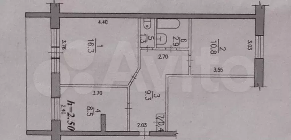 2-к. квартира, 52 м, 4/5 эт. - Фото 0