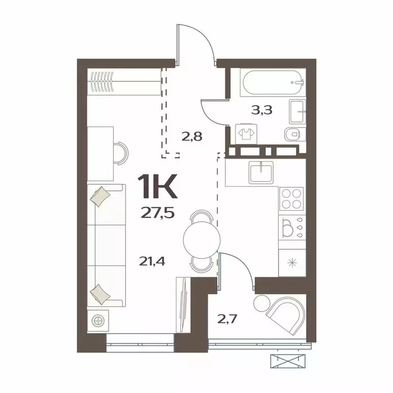 1-комнатная квартира: Владивосток, улица Коммунаров, 15к4 (27.5 м) - Фото 1