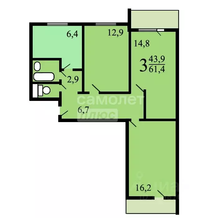 3-к кв. Москва ул. Декабристов, 21 (63.0 м) - Фото 2