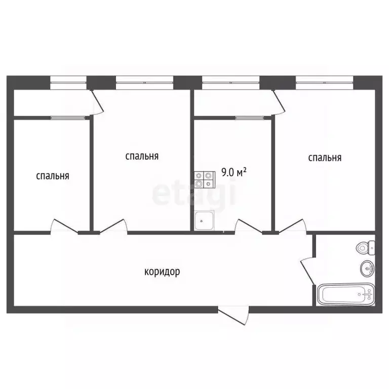 3-к кв. Севастополь ул. Горпищенко, 143к5 (85.0 м) - Фото 2