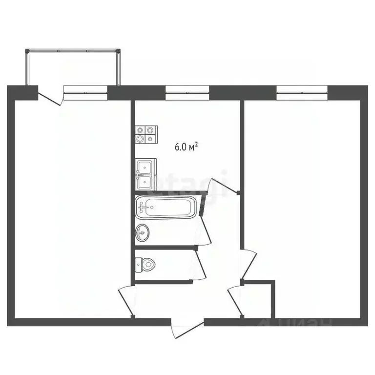 2-к кв. Хабаровский край, Ванино рп ул. 7-я Линия, 3 (43.0 м) - Фото 1