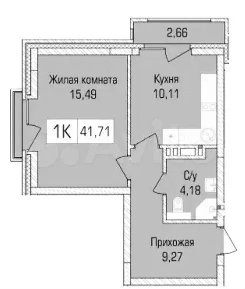 1-к. квартира, 41,7 м, 4/9 эт. - Фото 0