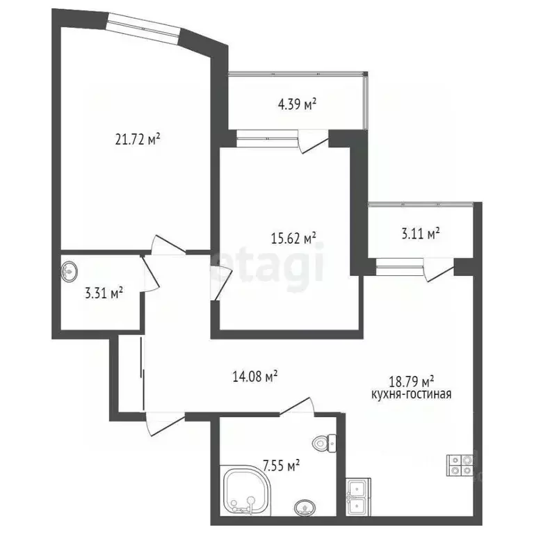 2-к кв. Тюменская область, Тюмень ул. Мельникайте, 150 (81.1 м) - Фото 2