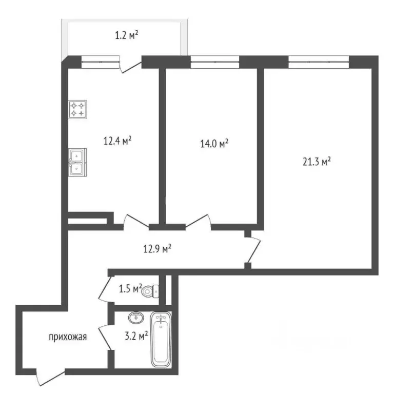 2-к кв. Краснодарский край, Краснодар ул. Академика Федорова, 9 (65.7 ... - Фото 0