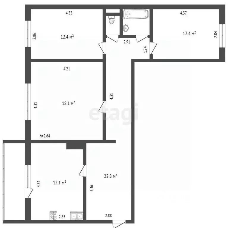 3-к кв. Ямало-Ненецкий АО, Ноябрьск ул. Изыскателей, 15 (63.4 м) - Фото 1