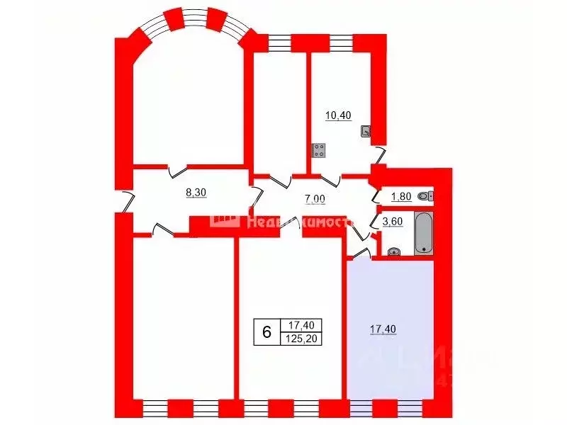 Комната Санкт-Петербург Можайская ул., 30 (17.4 м) - Фото 1