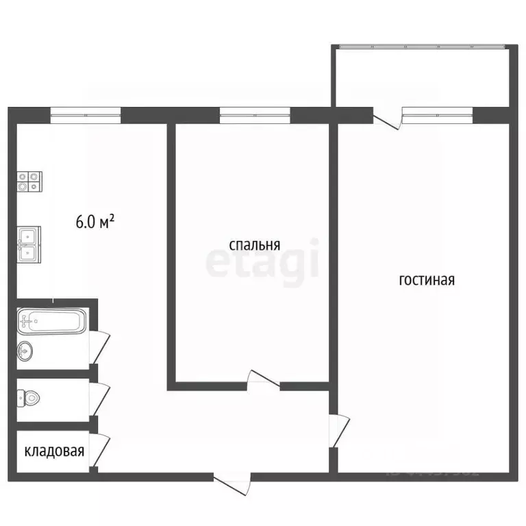 2-к кв. Челябинская область, Челябинск ул. Разина, 10а (43.9 м) - Фото 1