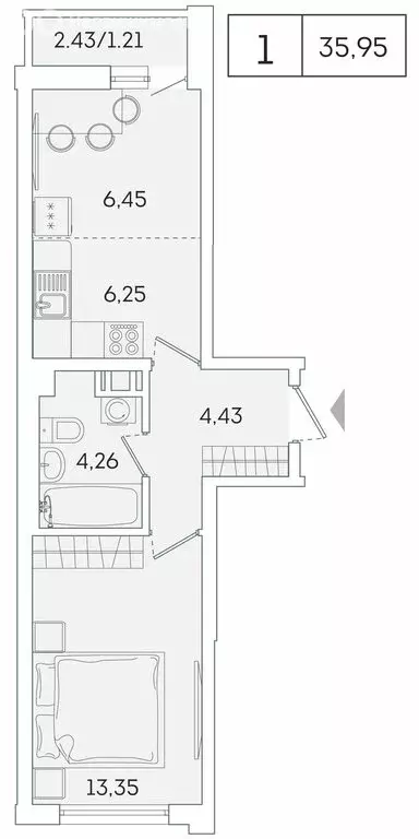 1-комнатная квартира: Мурино, Екатерининская улица, 11 (34.6 м) - Фото 1