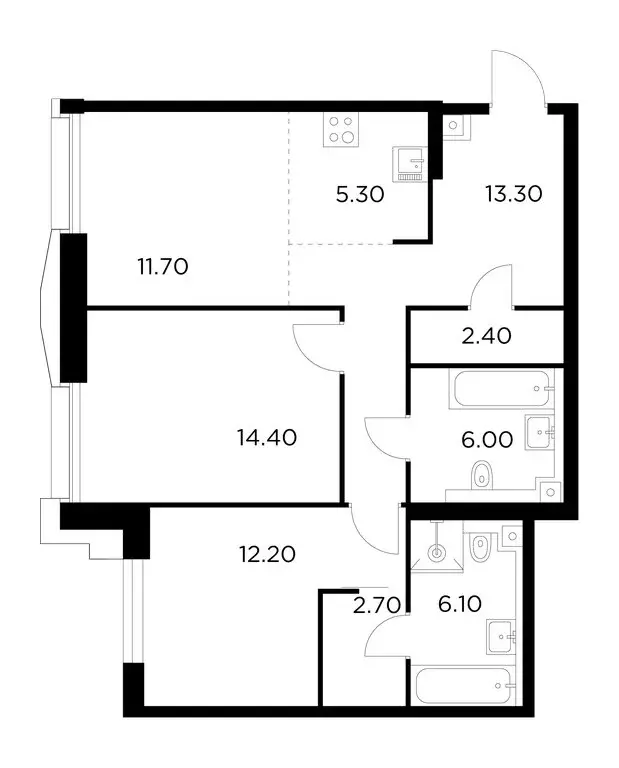 3-комнатная квартира: Москва, ЖК Инджой (73.9 м) - Фото 0