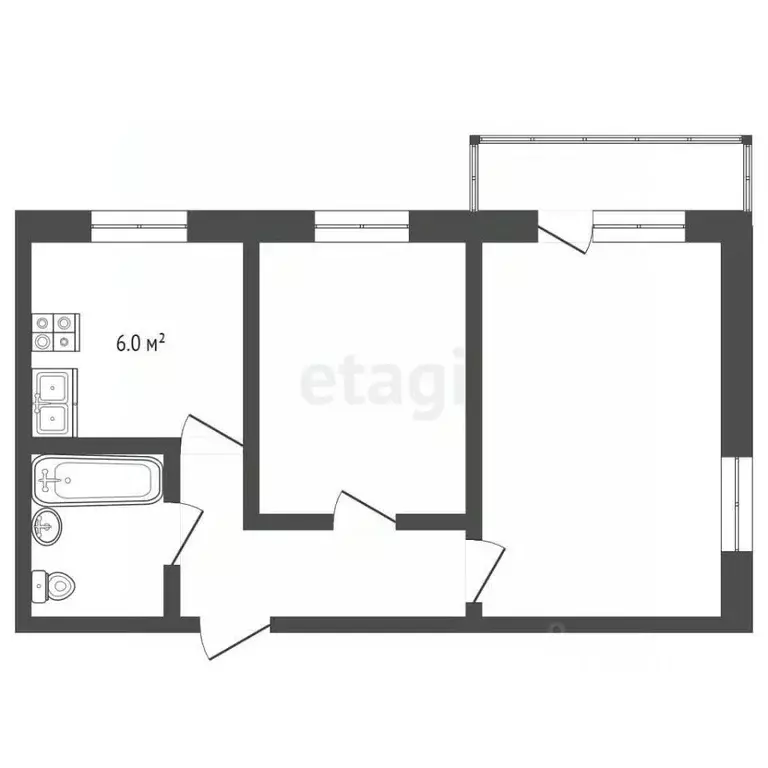 2-к кв. Ярославская область, Ярославль ул. Блюхера, 33а (42.4 м) - Фото 1