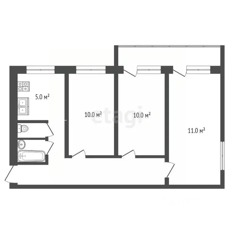 3-к кв. Московская область, Дмитров ул. Космонавтов, 42 (61.5 м) - Фото 1