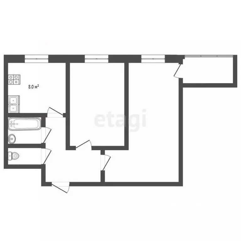 2-к кв. Владимирская область, Муром Московская ул., 71 (43.3 м) - Фото 2