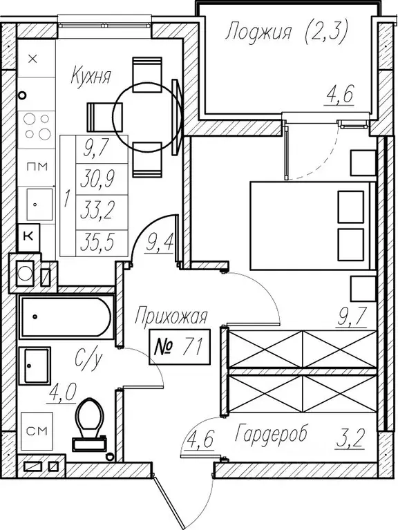 1-к кв. Калининградская область, Пионерский  (33.2 м) - Фото 1