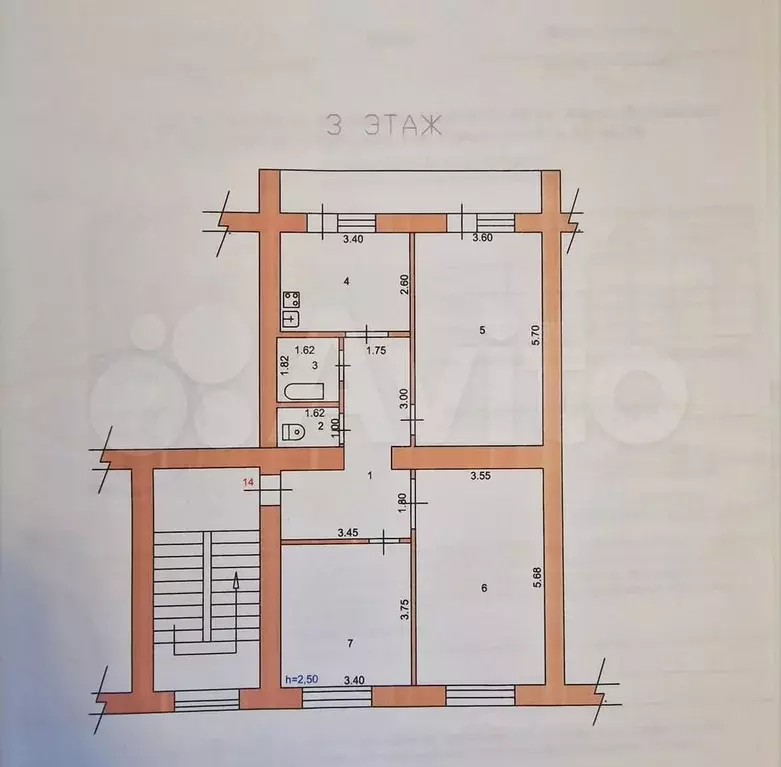3-к. квартира, 81 м, 3/6 эт. - Фото 0