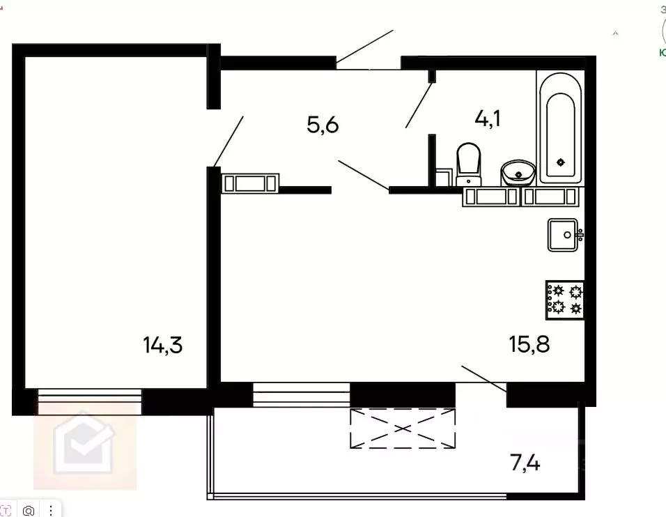1-к кв. Севастополь ул. Токарева, 18Дк3 (47.2 м) - Фото 0