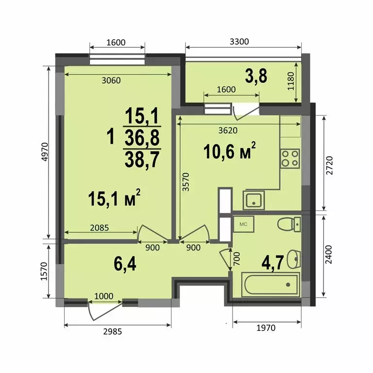 1-комнатная квартира: Владимир, Смоленская улица, 3Б (38.7 м) - Фото 0
