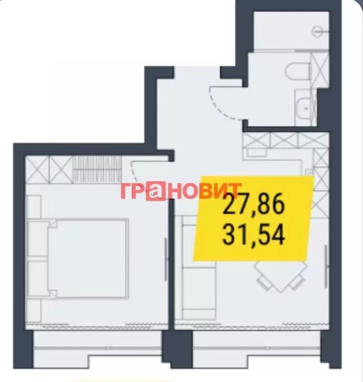 1-к кв. Новосибирская область, Новосибирск ул. Николая Островского, 58 ... - Фото 2