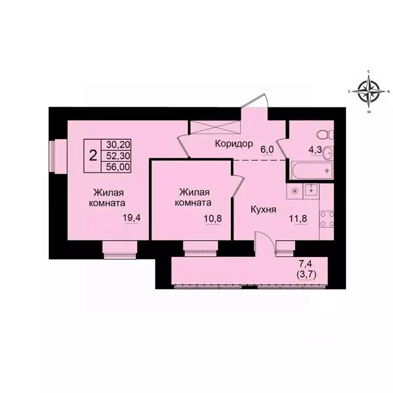 2-к кв. Кировская область, Киров Хлыновская ул., 21 (56.0 м) - Фото 1