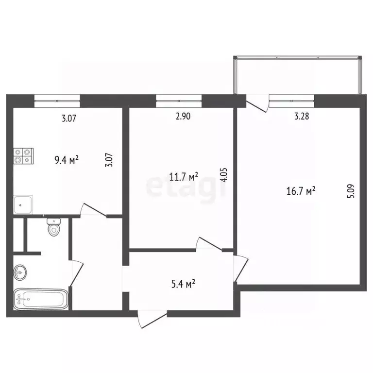 2-к кв. Вологодская область, Череповец ул. Краснодонцев, 116 (50.6 м) - Фото 2