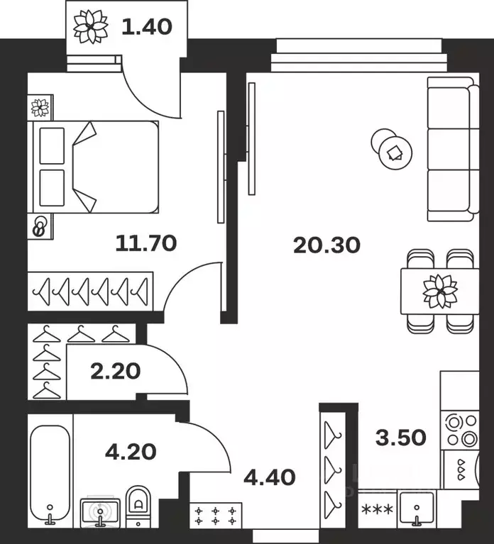 1-к кв. Тульская область, Тула ул. Михеева, 9А (47.7 м) - Фото 1