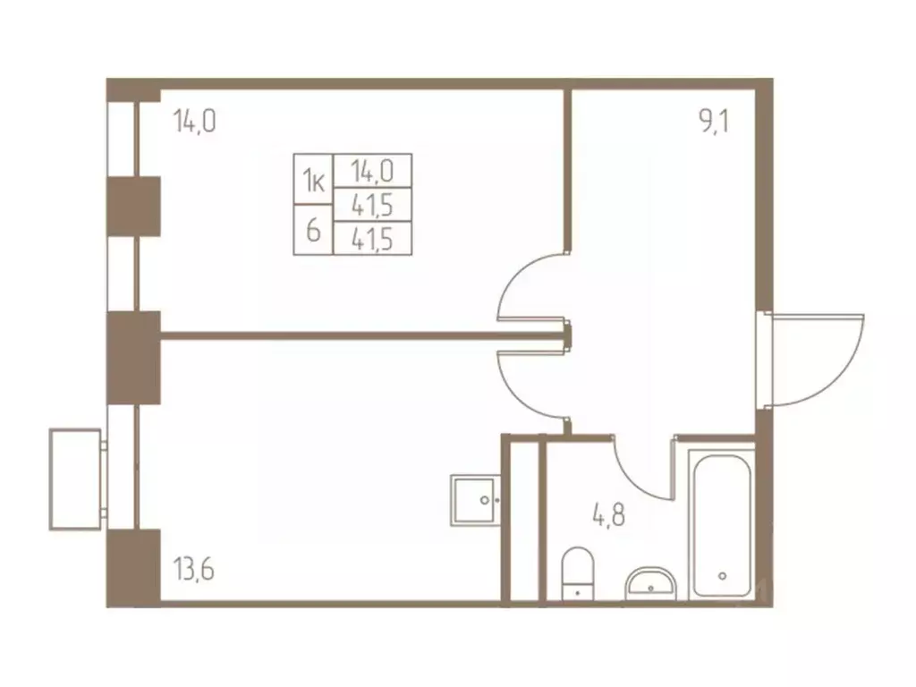 1-к кв. Московская область, Пушкино Фабрикант жилой комплекс, 1 (41.5 ... - Фото 1