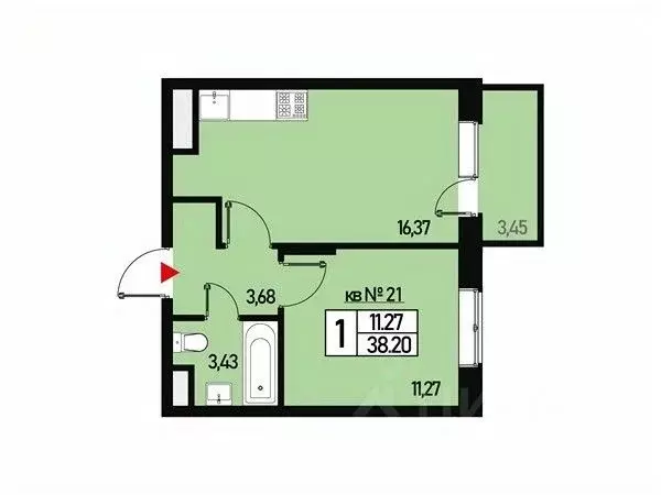 1-к кв. Москва ул. Генерала Донскова, 29к6 (34.0 м) - Фото 0