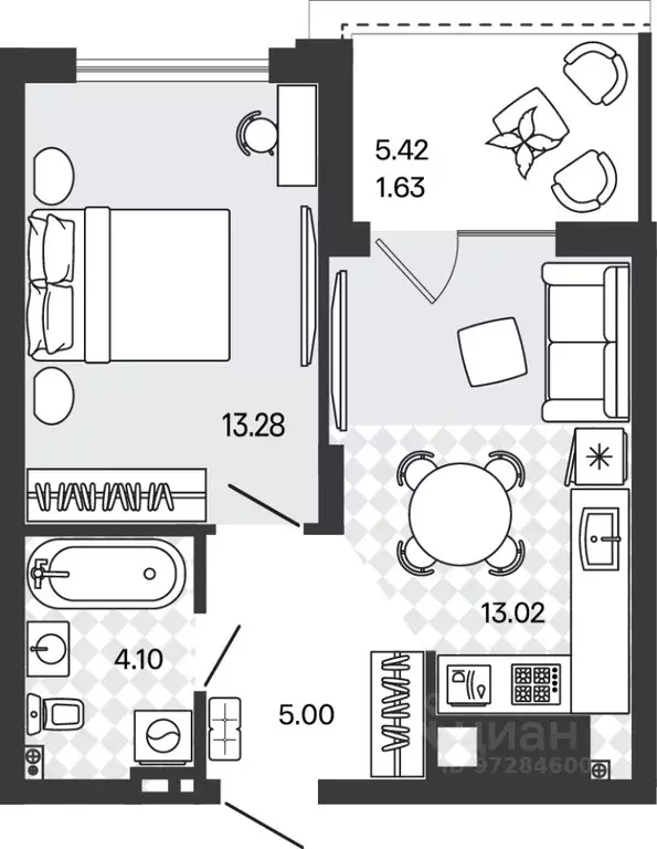 1-к кв. Калининградская область, Гурьевский муниципальный округ, пос. ... - Фото 1